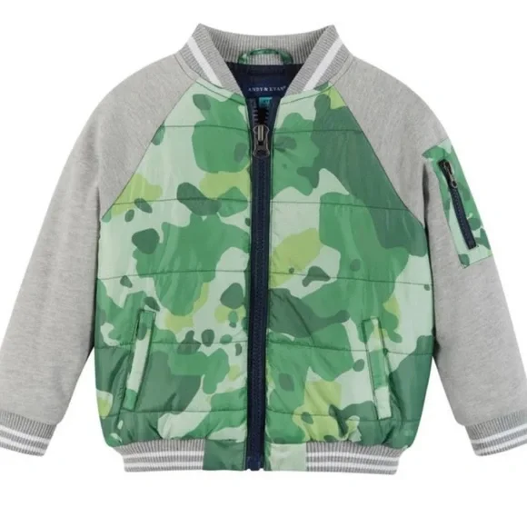 NWT Andy & Evan Kids Cotton Jersey Quilted Camo Puff Jacket - Picture 1 of 8